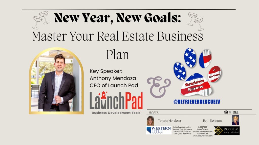 Join Rossum Realty Unlimited for our 'New Year, New Goals' event on January 24th, 2024, in Las Vegas. Elevate your real estate business plan with expert insights, network with industry peers, and contribute to a noble cause. Transform your 2024 real estate strategies!